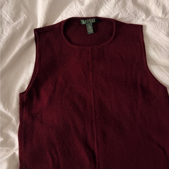 Ralph Lauren Merino Wool Midi Dress in Burgundy - Picture 3 of 7